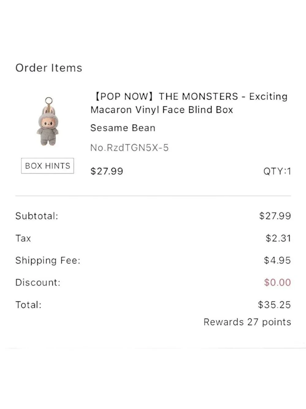 Pop Mart The Monsters - Exciting Macaron Vinyl Face Blind Box - Sesame Bean